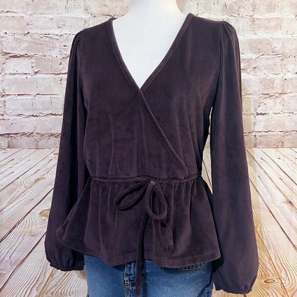 Madewell ribbed velour peplum top - Picture 1 of 6